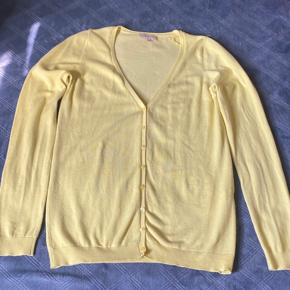 Light Lemon V-Neck Button-Front Cardigan Sweater